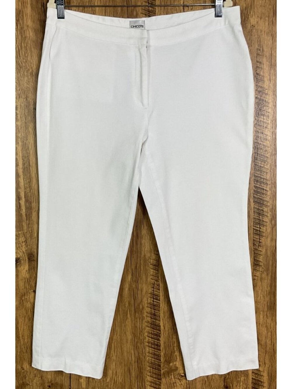 Chico's So Slimming White Ankle Pants Crop Stretch Cotton Size 2.5 Short (US14)